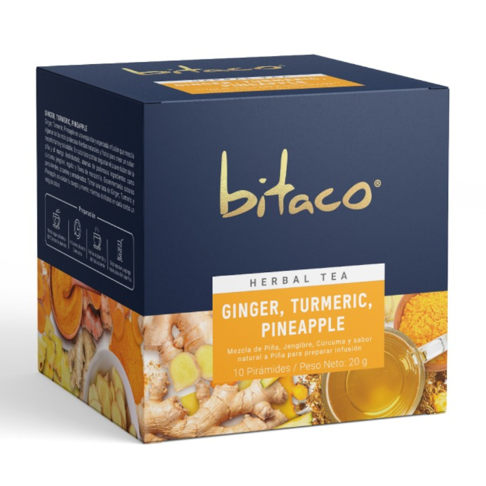 Té Herbal Bitaco Mezcla De Piña Jengibre Curcuma 10 Unidades 20Gr ...
